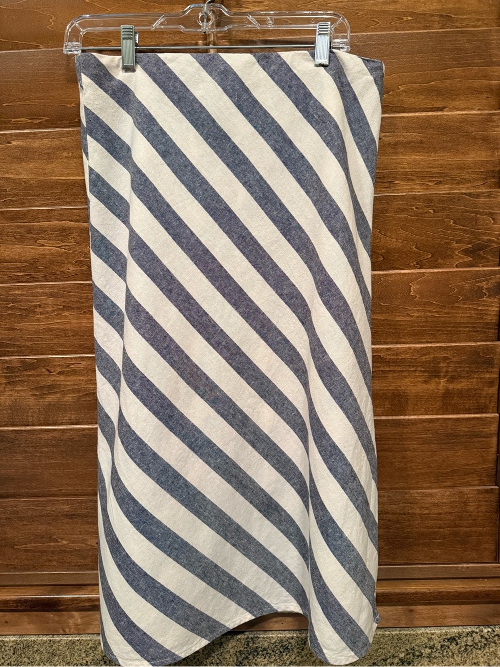 J. Crew Factory Navy and White Diagonal Stripe A-Line Skirt